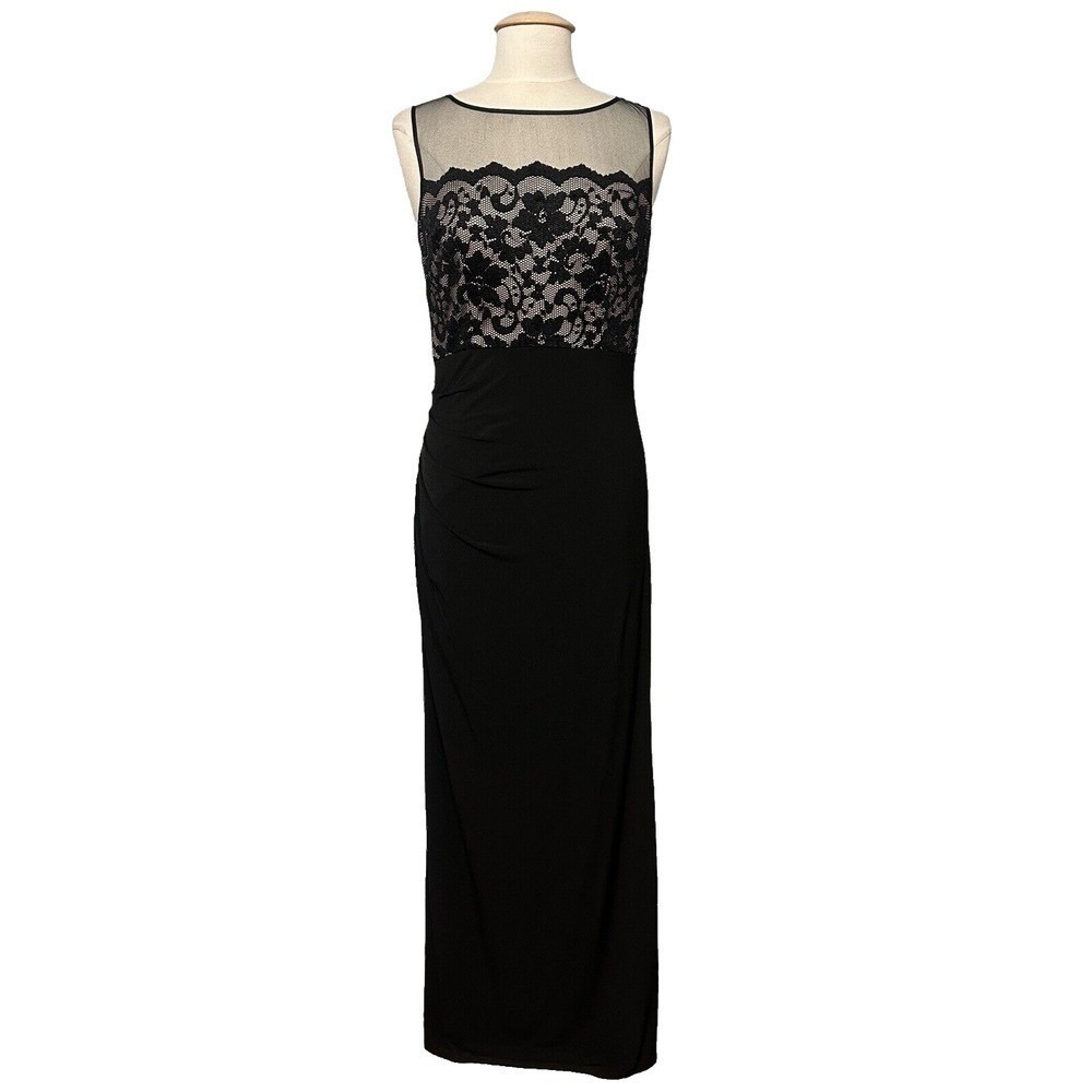 Eliza J Womens Dress 10 Black Lace Illusion Evening Gala Dark Romantic Goth